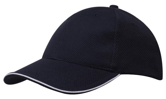 Headwear 6PNL Double Pique Mesh Cap w/- Open Sandwick Peak Trim